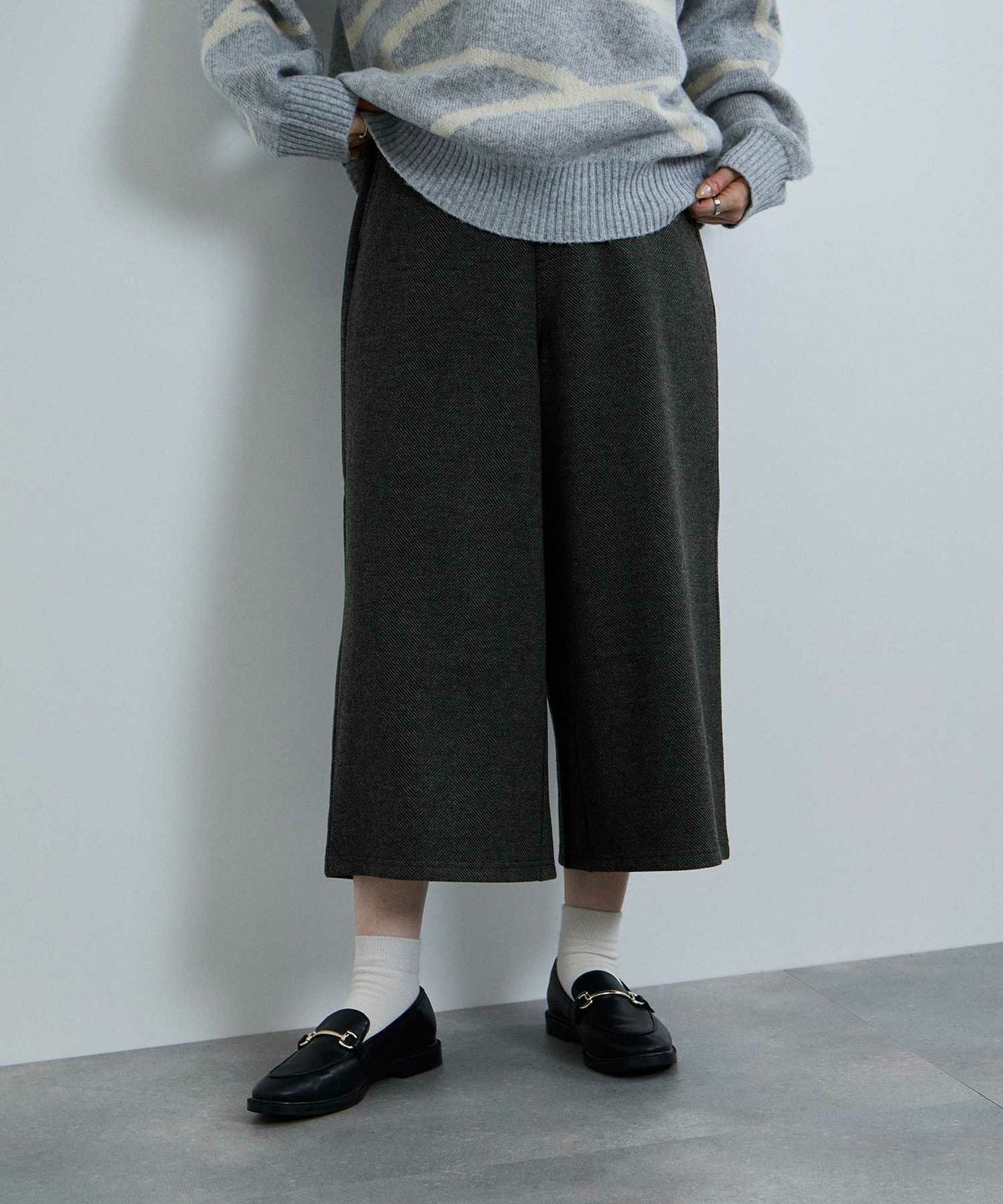 nAvy ニットワイドクロップドパンツ レディース