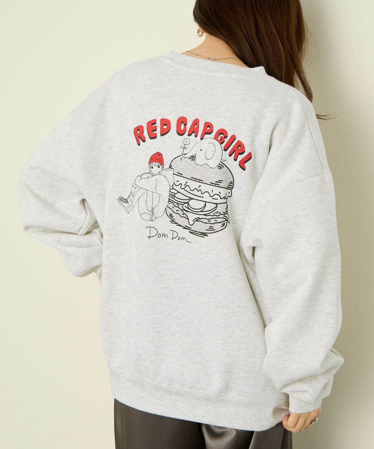 RED CAP GIRL×ドムドムハンバーガー 裏起毛トレーナー メンズ【数量限定トートバッグをプレゼント】