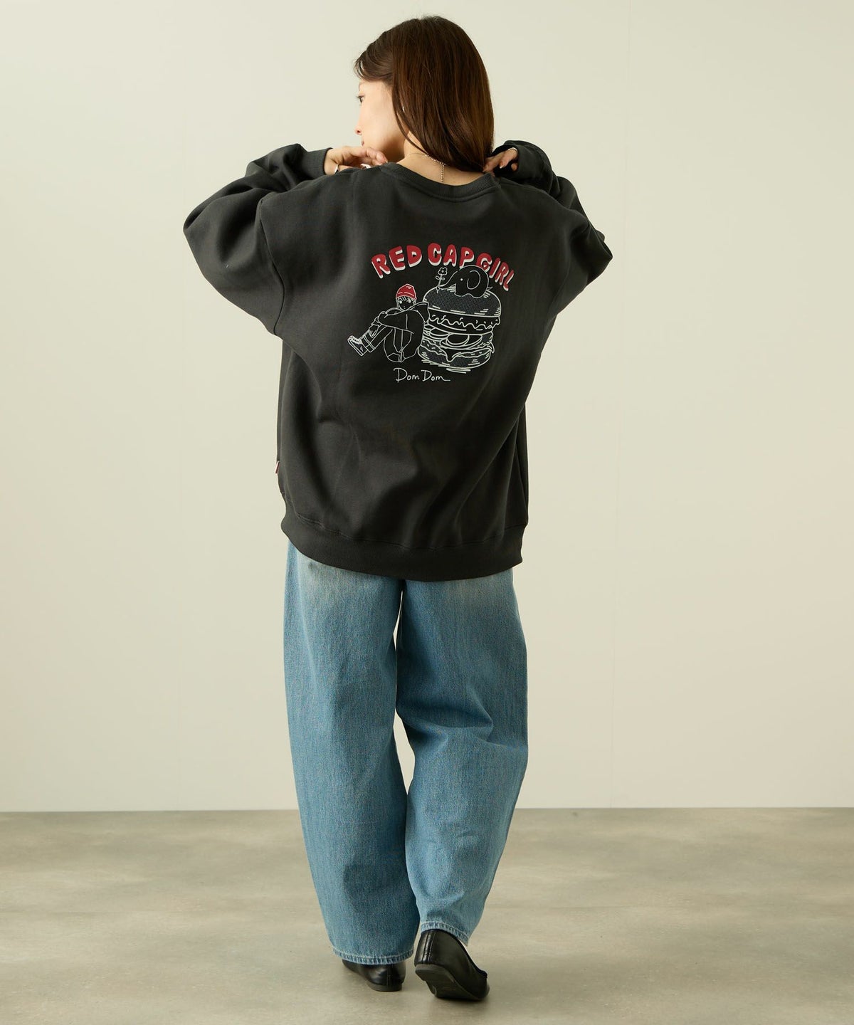 RED CAP GIRL×ドムドムハンバーガー 裏起毛トレーナー メンズ【数量限定トートバッグをプレゼント】