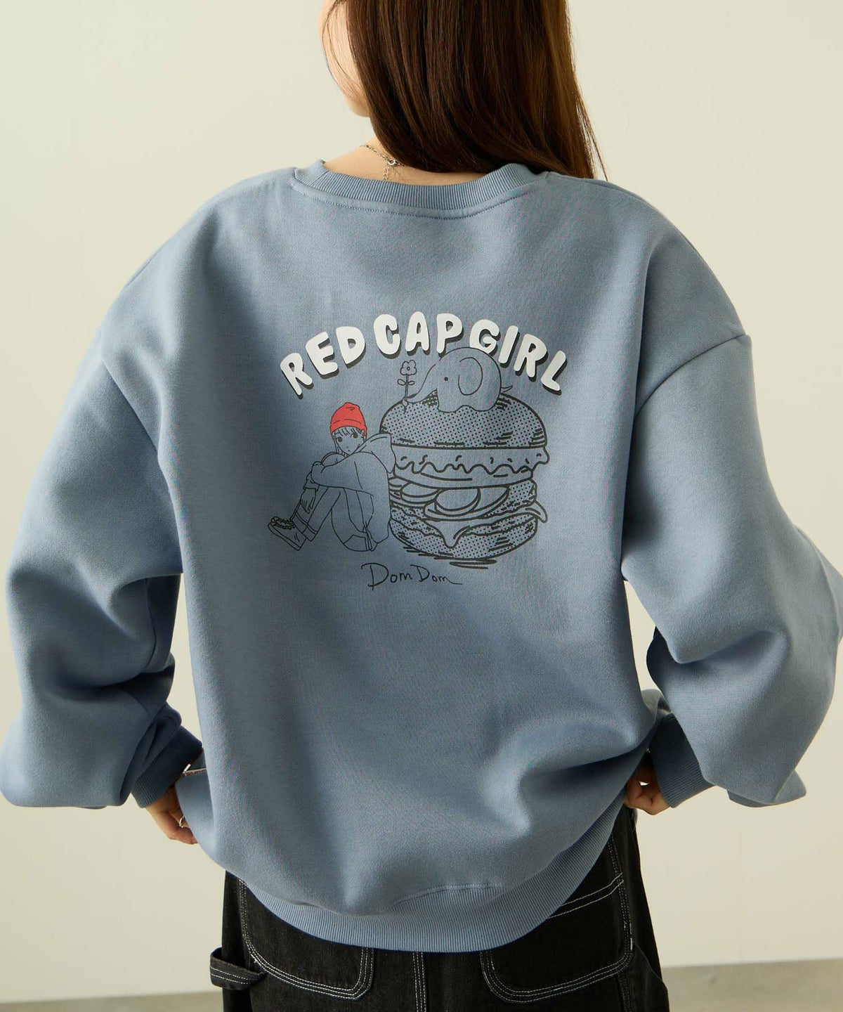 RED CAP GIRL×ドムドムハンバーガー 裏起毛トレーナー メンズ【数量限定トートバッグをプレゼント】