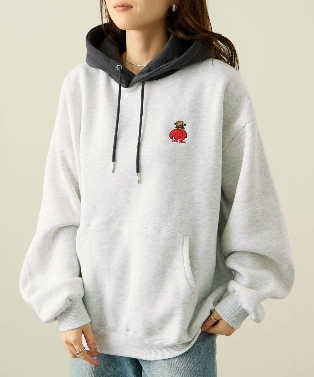 RED CAP GIRL×ドムドムハンバーガー 裏起毛配色フーディー メンズ【数量限定トートバッグをプレゼント】