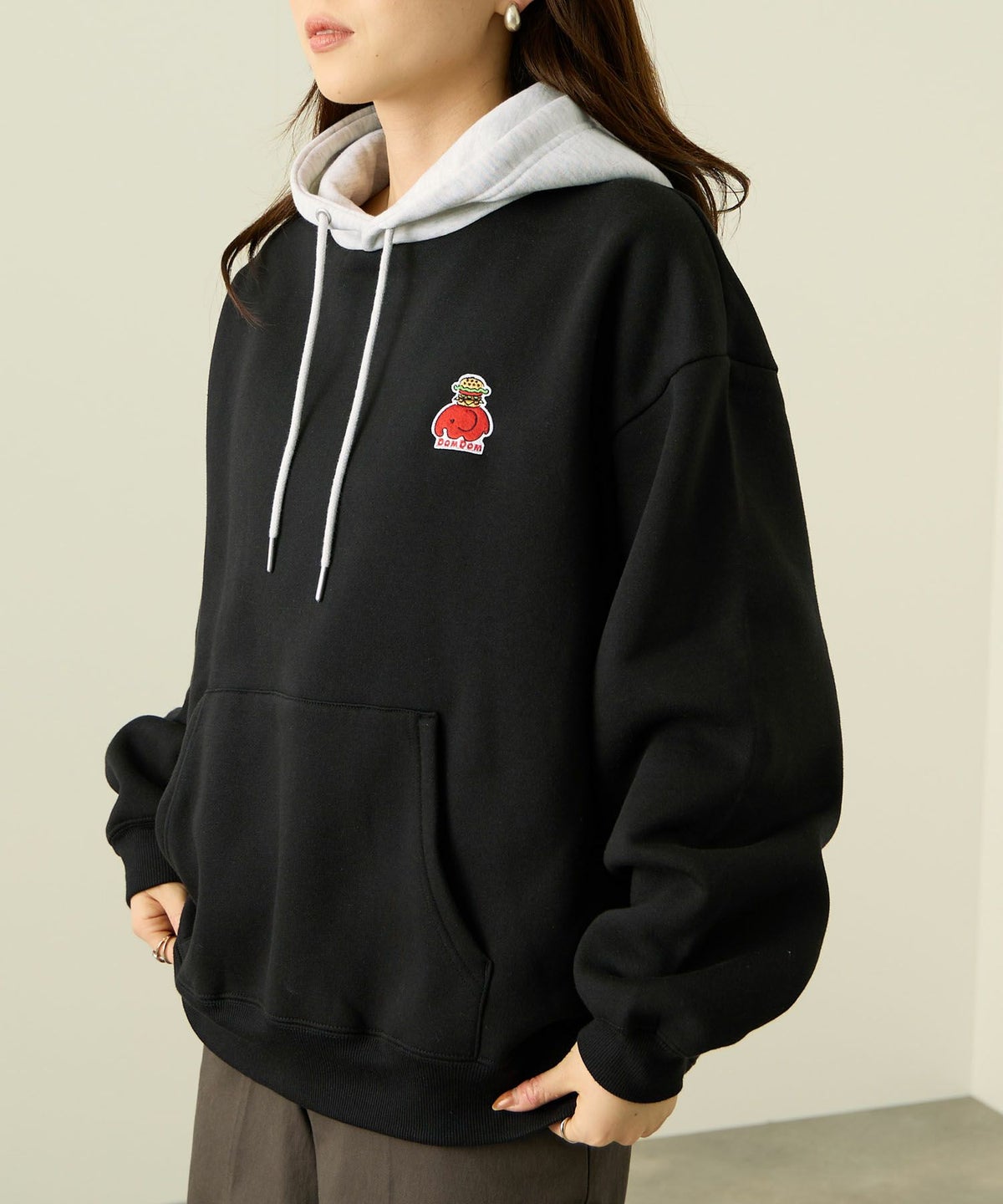 RED CAP GIRL×ドムドムハンバーガー 裏起毛配色フーディー メンズ【数量限定トートバッグをプレゼント】