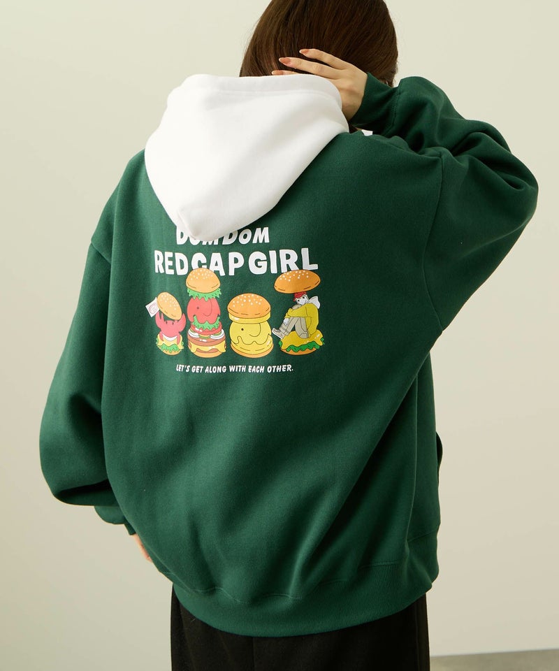 RED CAP GIRL×ドムドムハンバーガー 裏起毛配色フーディー メンズ商品画像-5