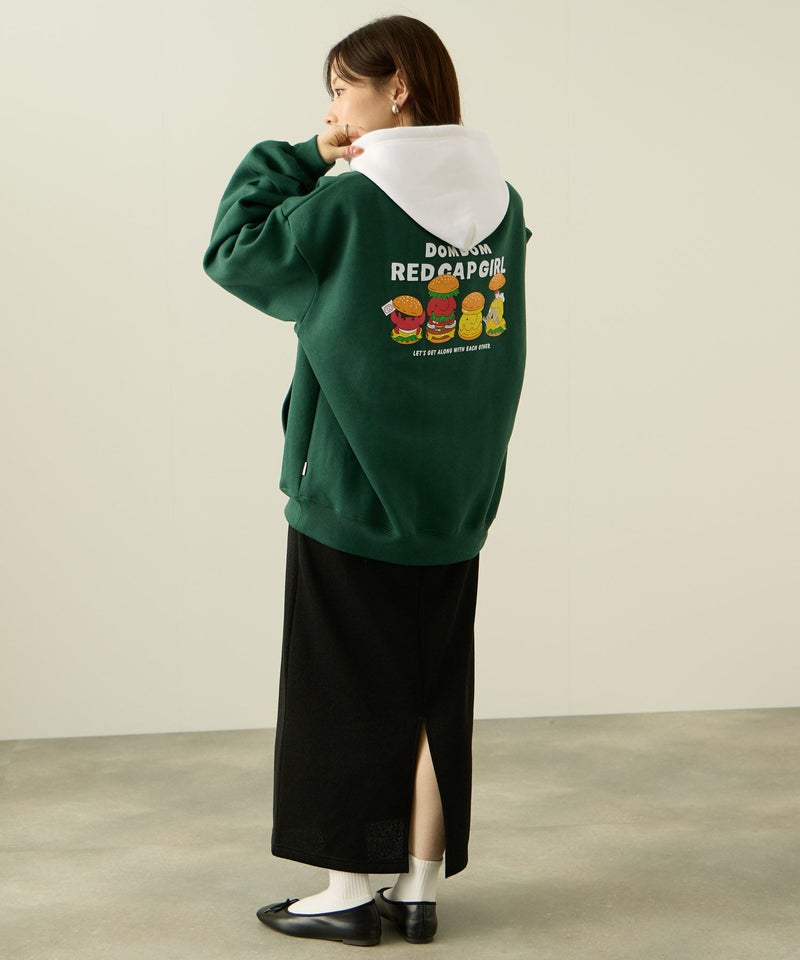 RED CAP GIRL×ドムドムハンバーガー 裏起毛配色フーディー メンズ商品画像-7