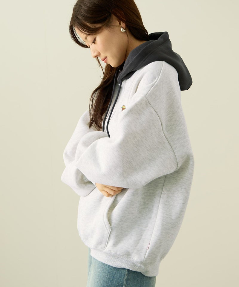 RED CAP GIRL×ドムドムハンバーガー 裏起毛配色フーディー メンズ商品画像-8