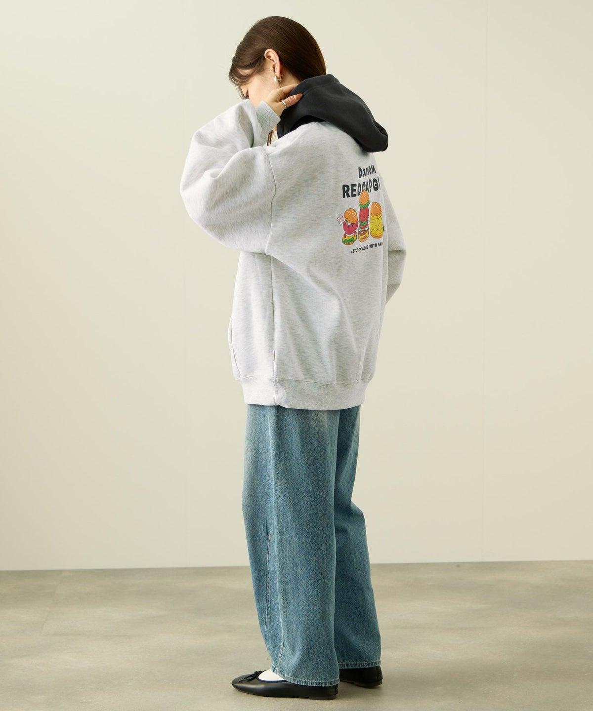 RED CAP GIRL×ドムドムハンバーガー 裏起毛配色フーディー メンズ【数量限定トートバッグをプレゼント】