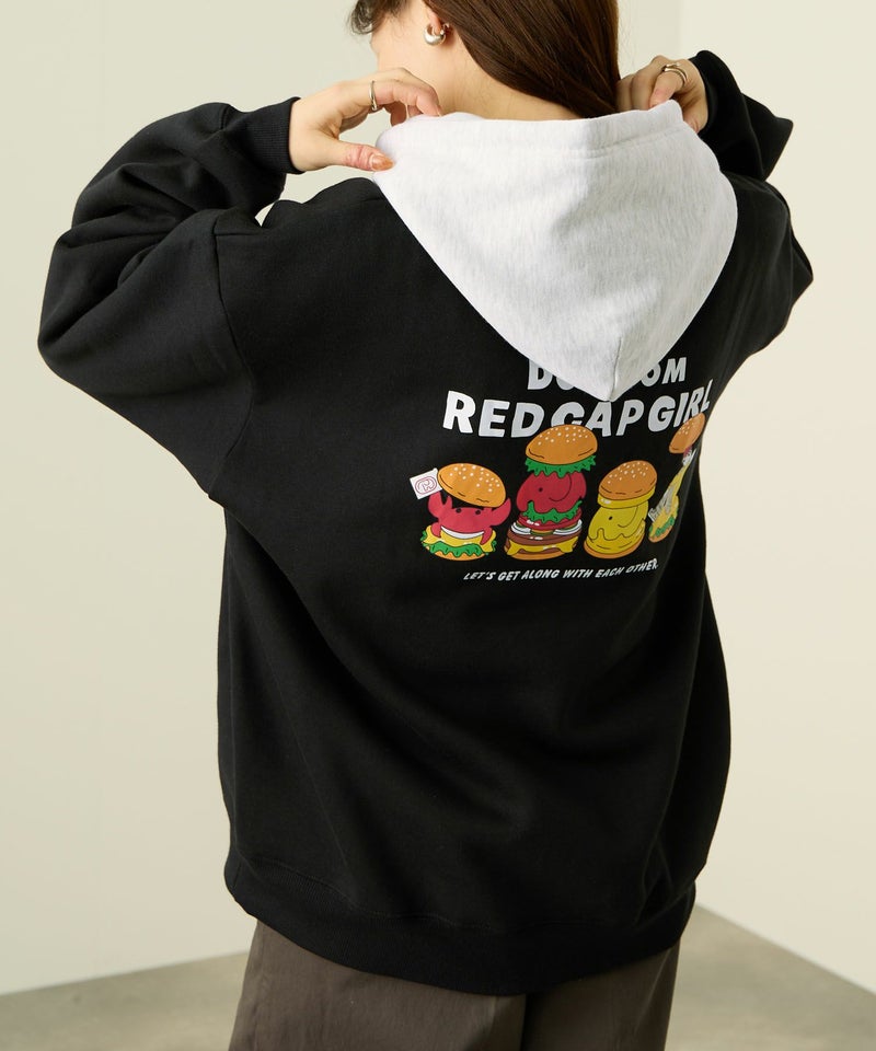 RED CAP GIRL×ドムドムハンバーガー 裏起毛配色フーディー メンズ商品画像-12