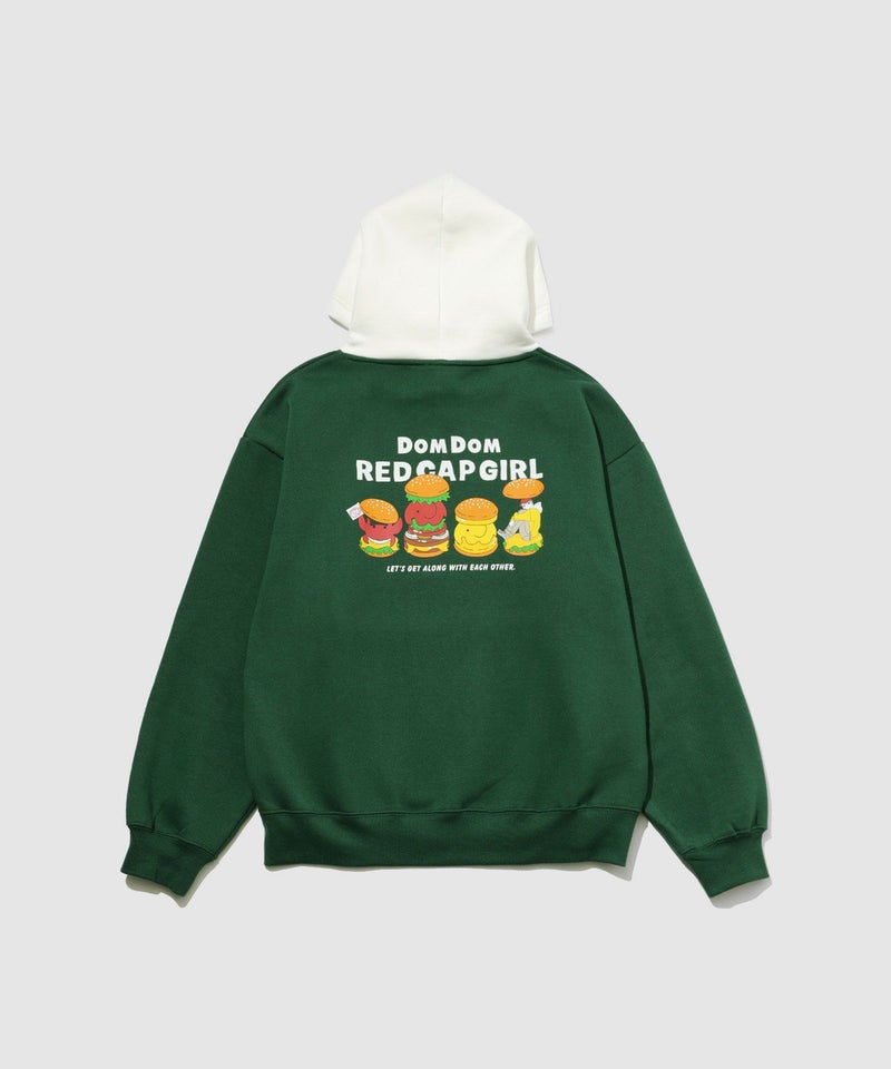 RED CAP GIRL×ドムドムハンバーガー 裏起毛配色フーディー メンズ商品画像-19