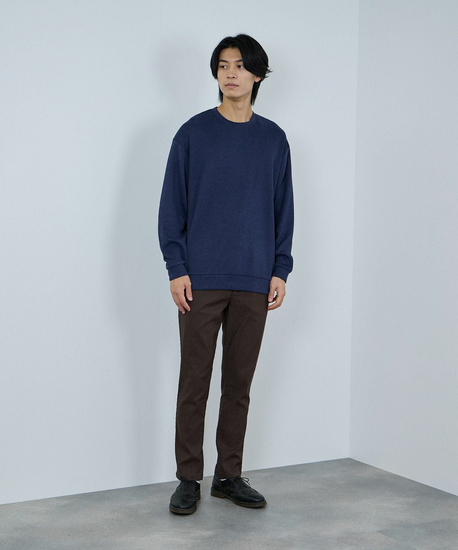 【ネイビー】TR裏起毛ストレッチ5ポケットパンツ NAVY 毎日はきたくなるラクラクパンツ 「マイラク」 裏起毛パンツ メンズ