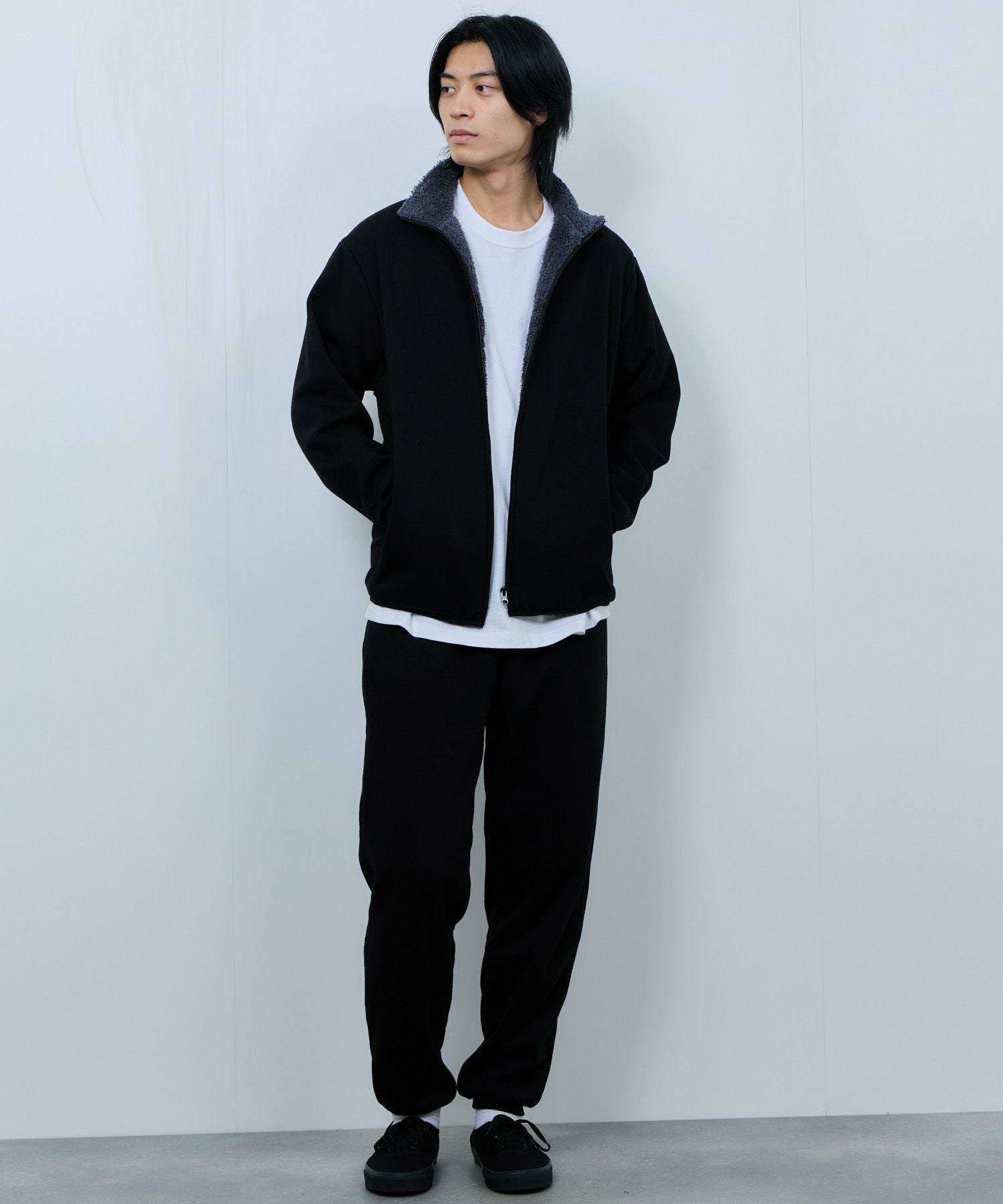 NAVY 裏ボアリラックスパンツ メンズ