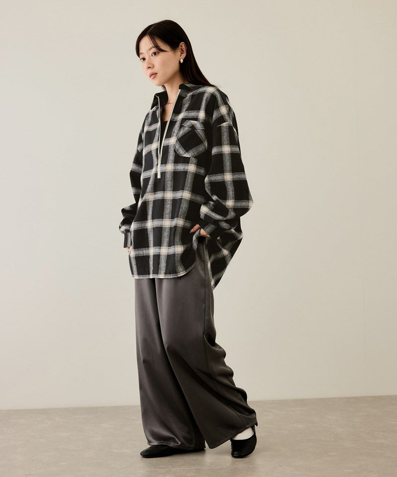 nAvy  ハーフジップオンブレネルシャツ レディース商品画像-7