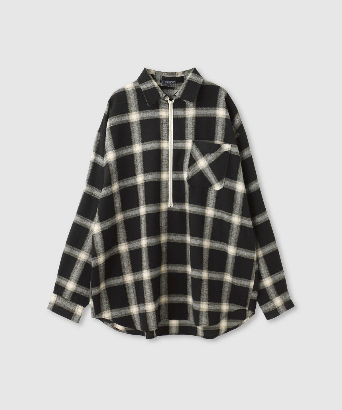 nAvy ハーフジップオンブレネルシャツ レディース