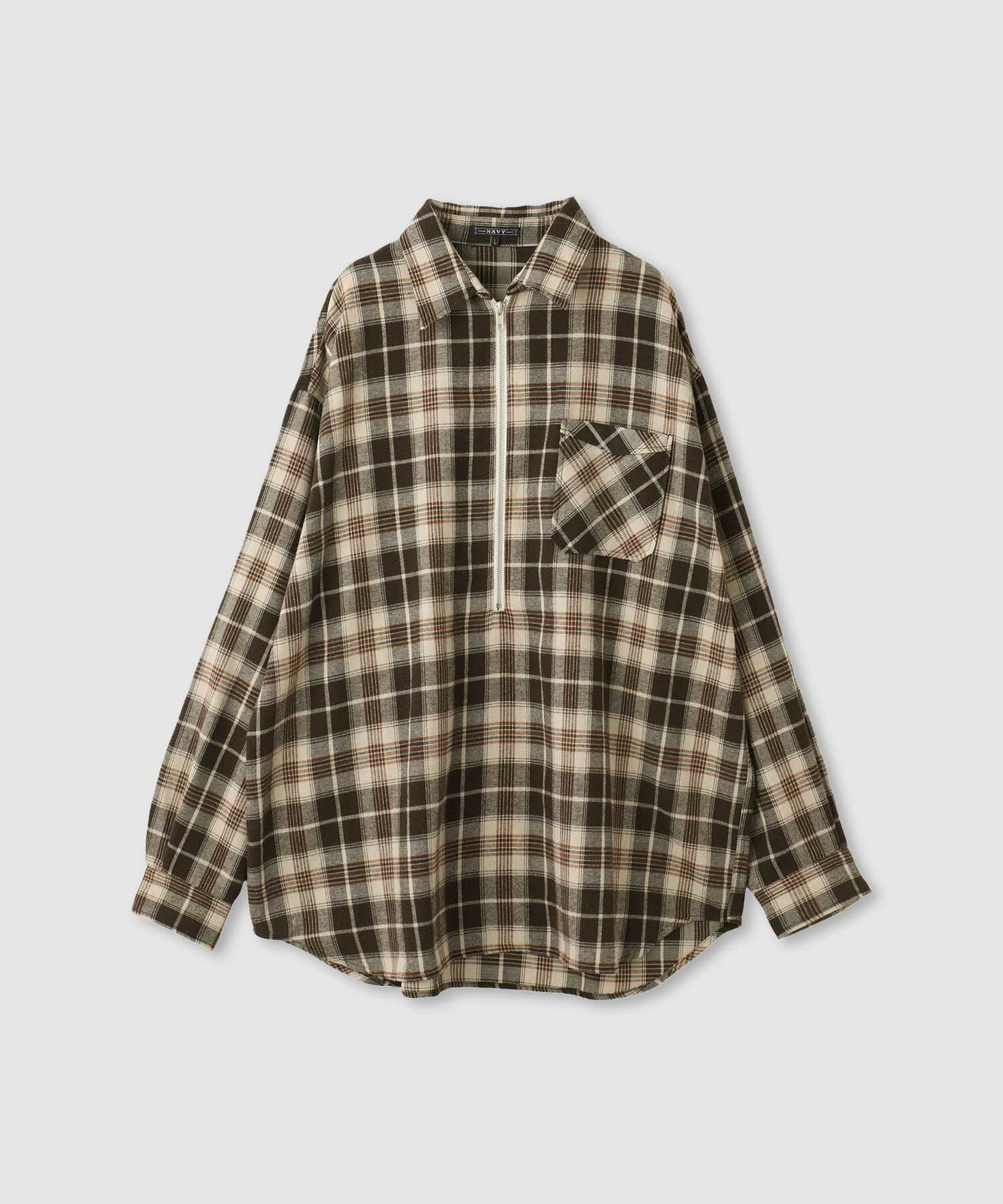 nAvy ハーフジップオンブレネルシャツ レディース