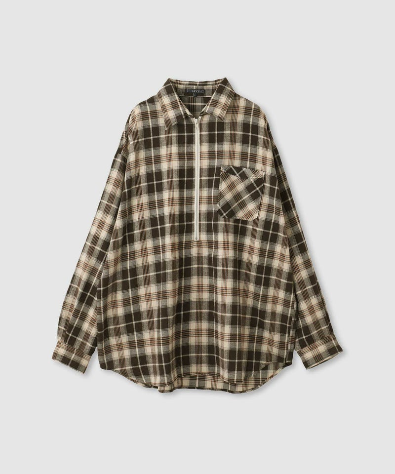 nAvy  ハーフジップオンブレネルシャツ レディース商品画像-14