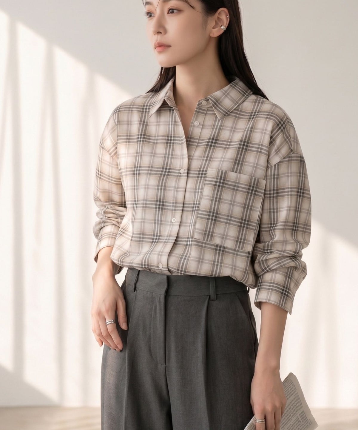 Idnes 2WAYカシュクールシャツ レディース