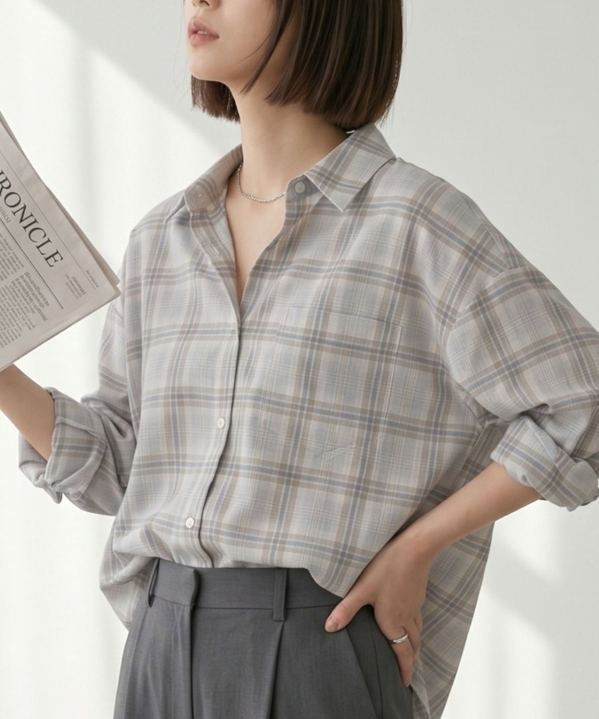 Idnes 2WAYカシュクールシャツ レディース