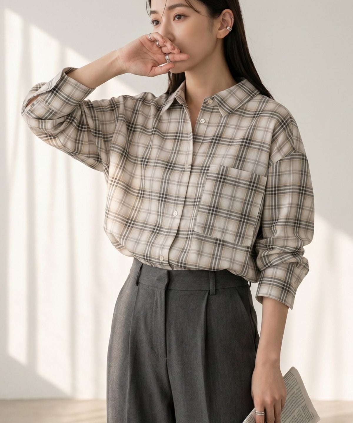 Idnes 2WAYカシュクールシャツ レディース