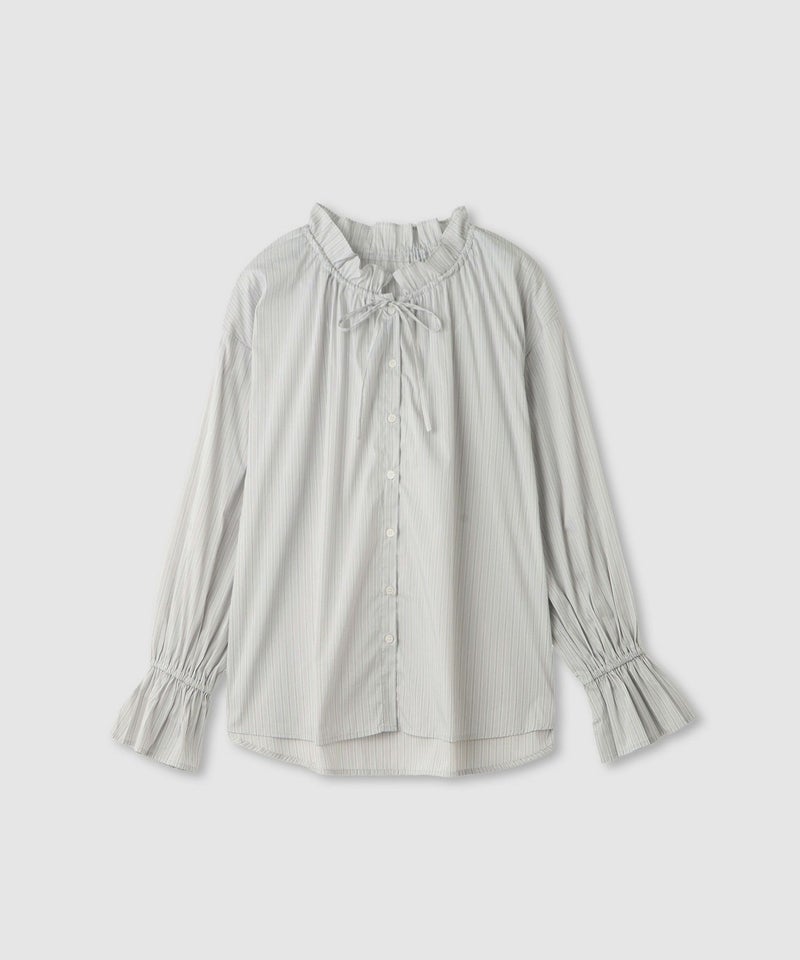 Idnes ストライプフリルブラウス レディース商品画像-1