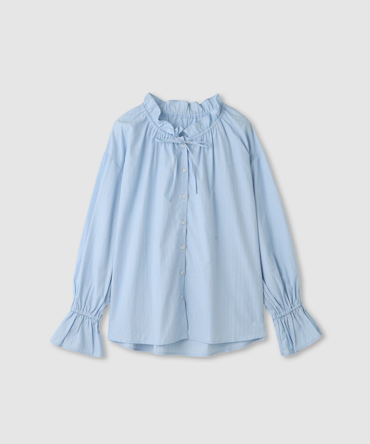 Idnes ストライプフリルブラウス レディース