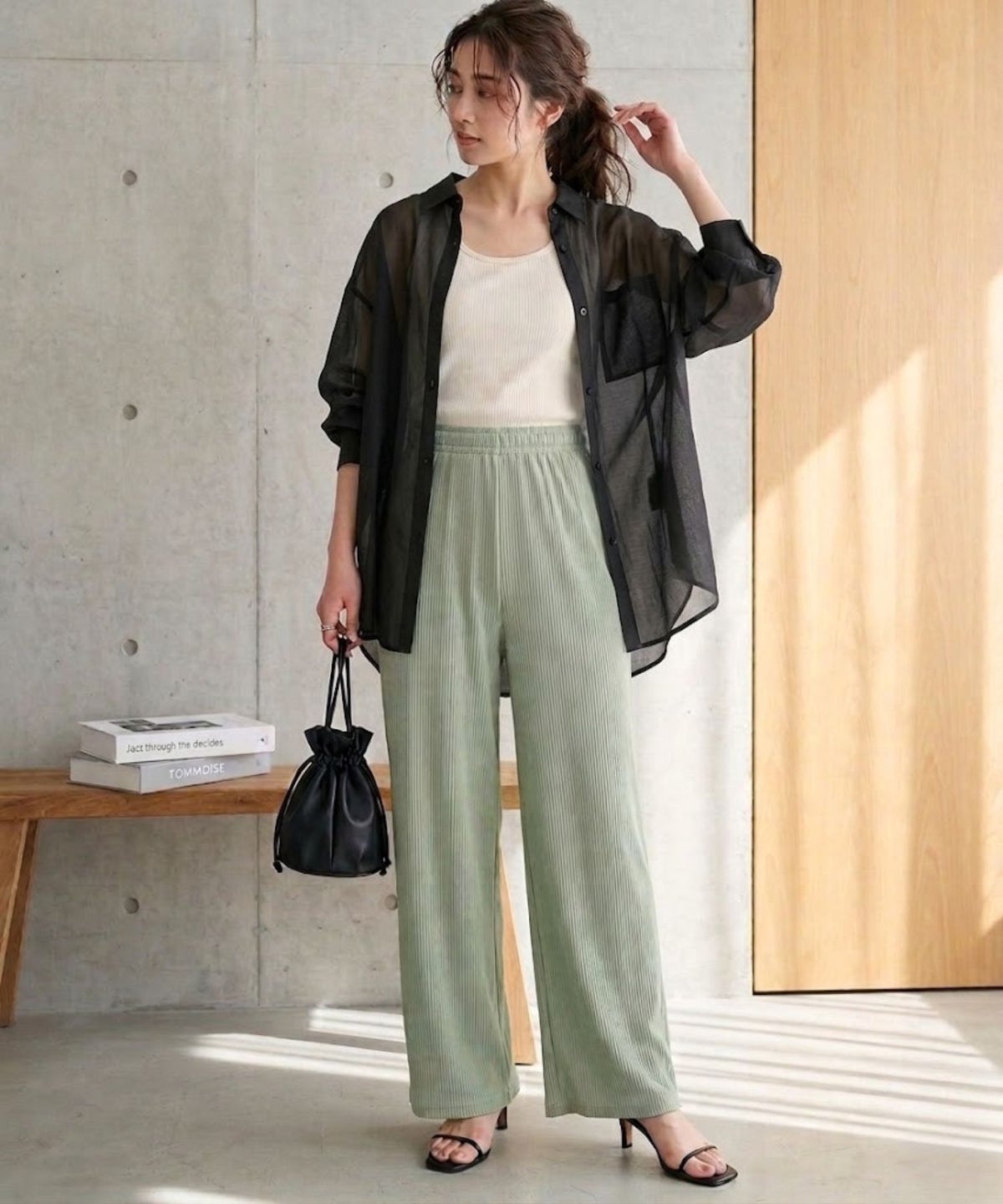 nAvy ハピ楽 畔編み起毛パンツ レディース