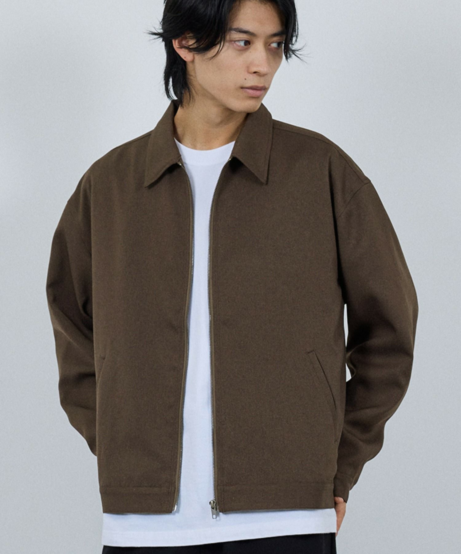 LURAKU ブラウン スエード風 ジップアップジャケット Mサイズ URBAN COLLECTION ラクウール ジップアップジャケット メンズ