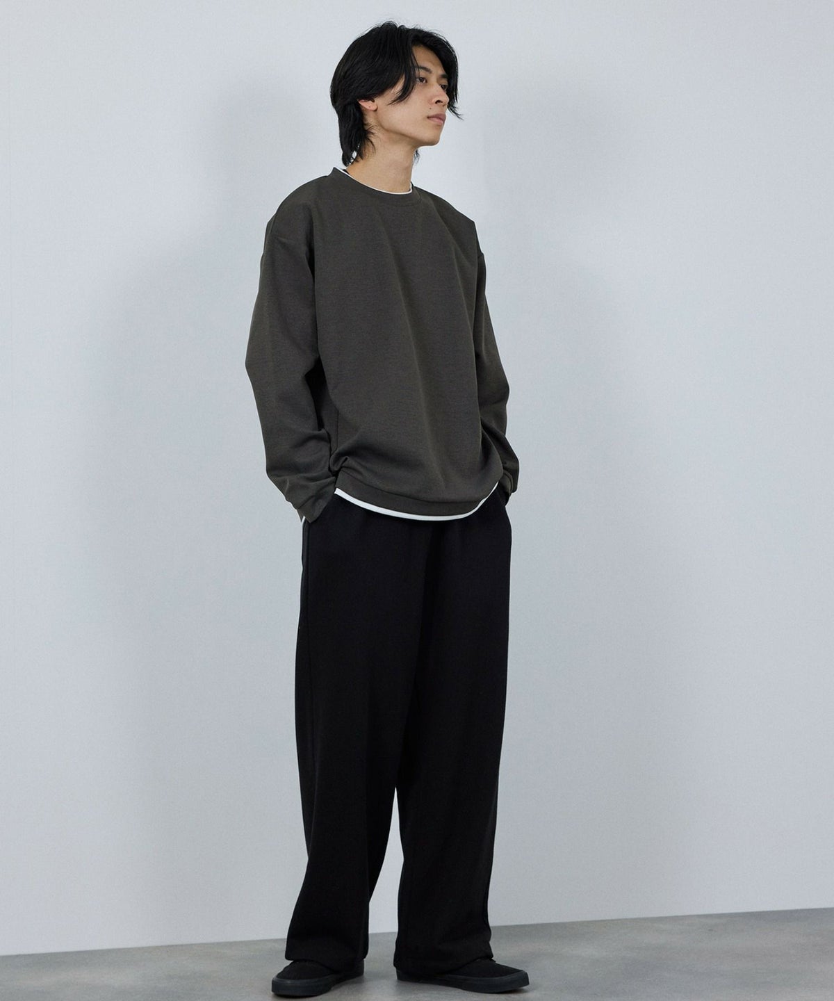 URBAN COLLECTION Air Smoosy 全方向ストレッチ ダンボールニットクルートレーナー メンズ