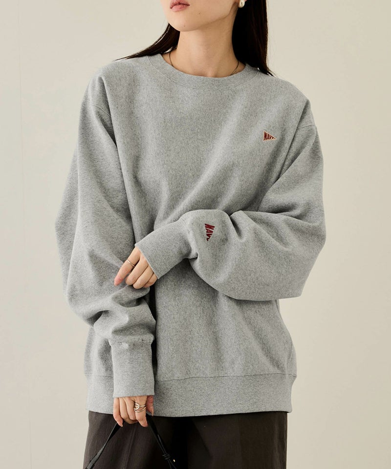 NAVY ヘビーウェイト ワンポイント刺繍クルーネックスウェット メンズ商品画像-2