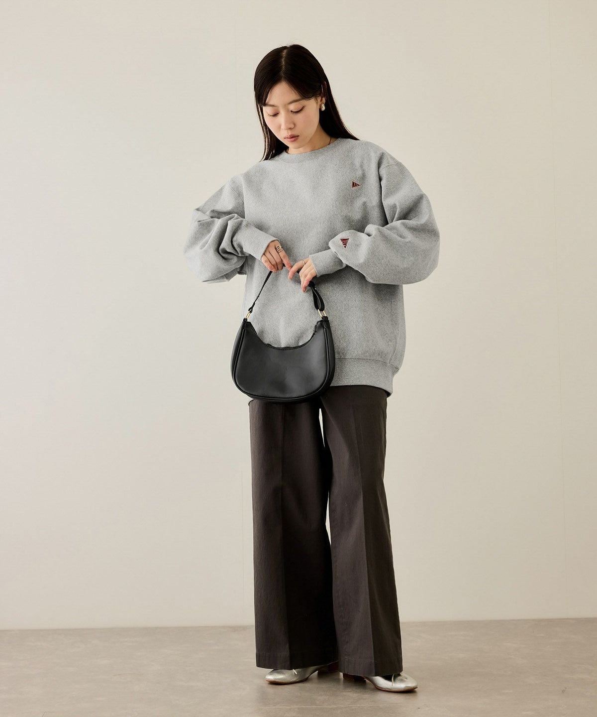 NAVY ヘビーウェイト ワンポイント刺繍クルーネックスウェット メンズ