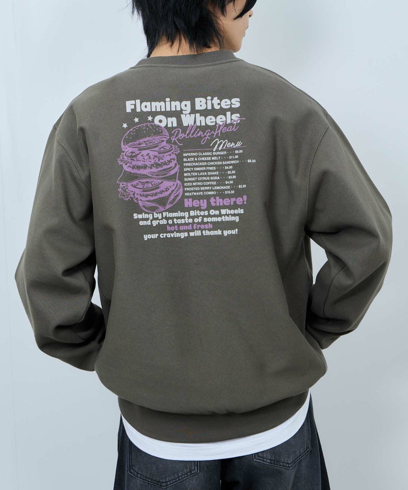 NAVY ヘビーウェイト フードプリントクルーネックスウェット メンズ商品画像-1