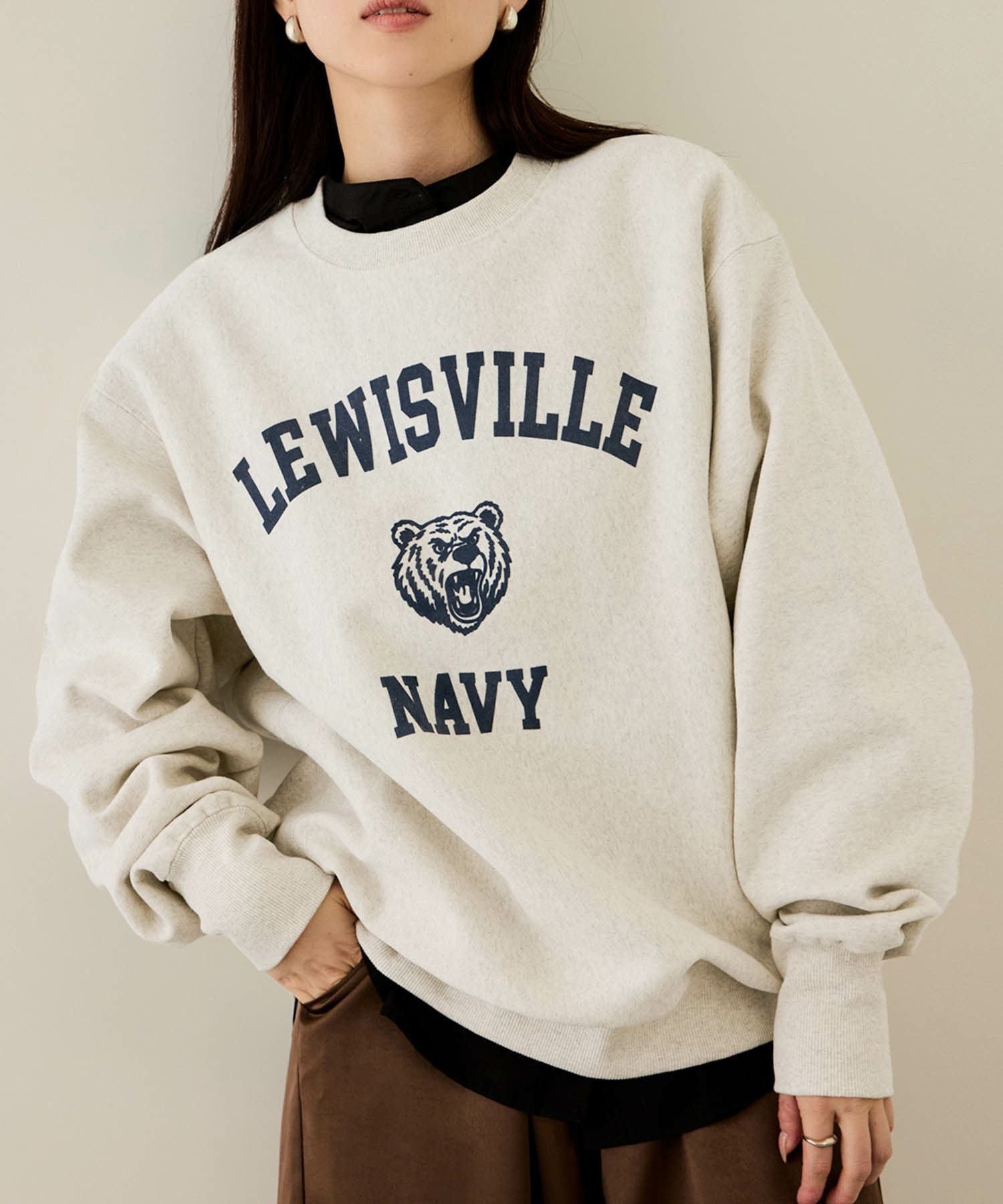 NAVY ヘビーウェイト カレッジプリントクルーネックスウェット メンズ