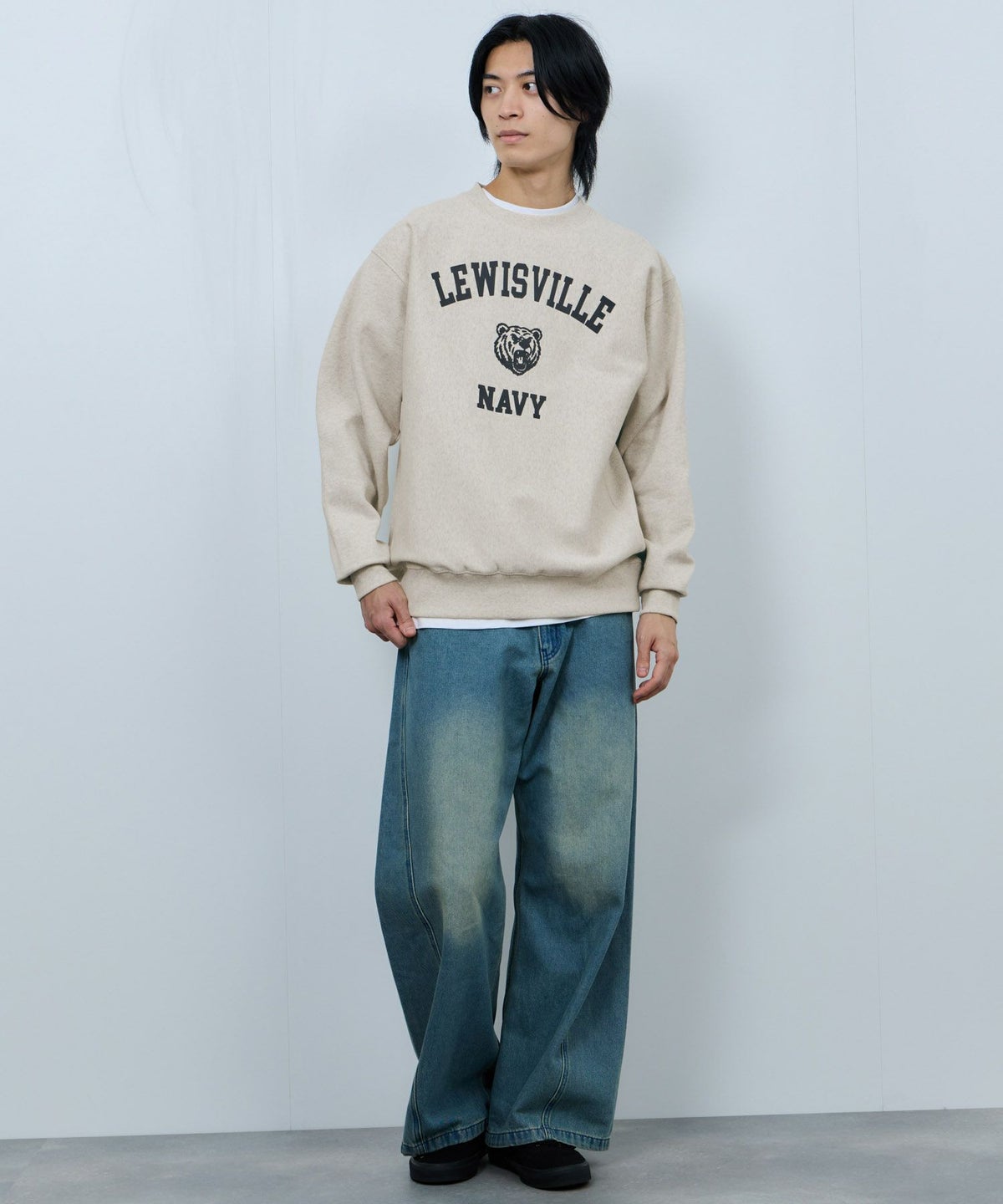 NAVY ヘビーウェイト カレッジプリントクルーネックスウェット メンズ