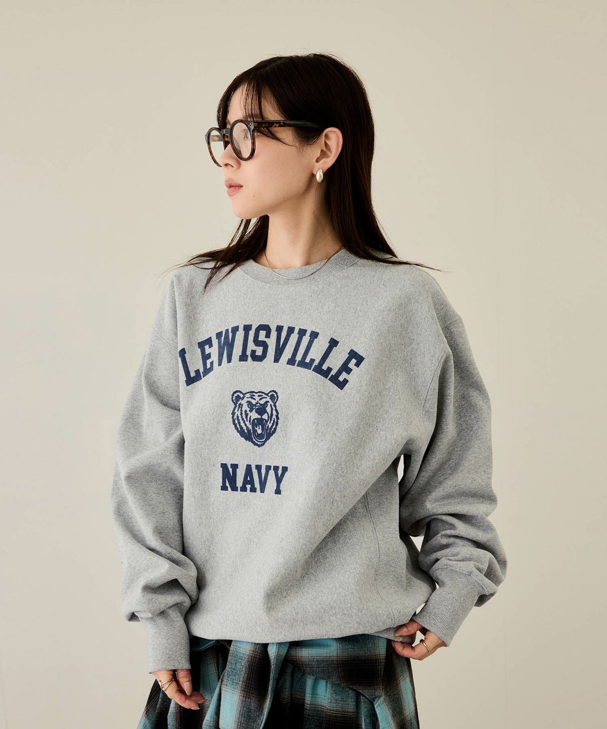 NAVY ヘビーウェイト カレッジプリントクルーネックスウェット メンズ
