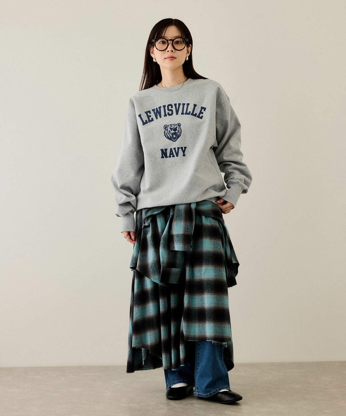 NAVY ヘビーウェイト カレッジプリントクルーネックスウェット メンズ