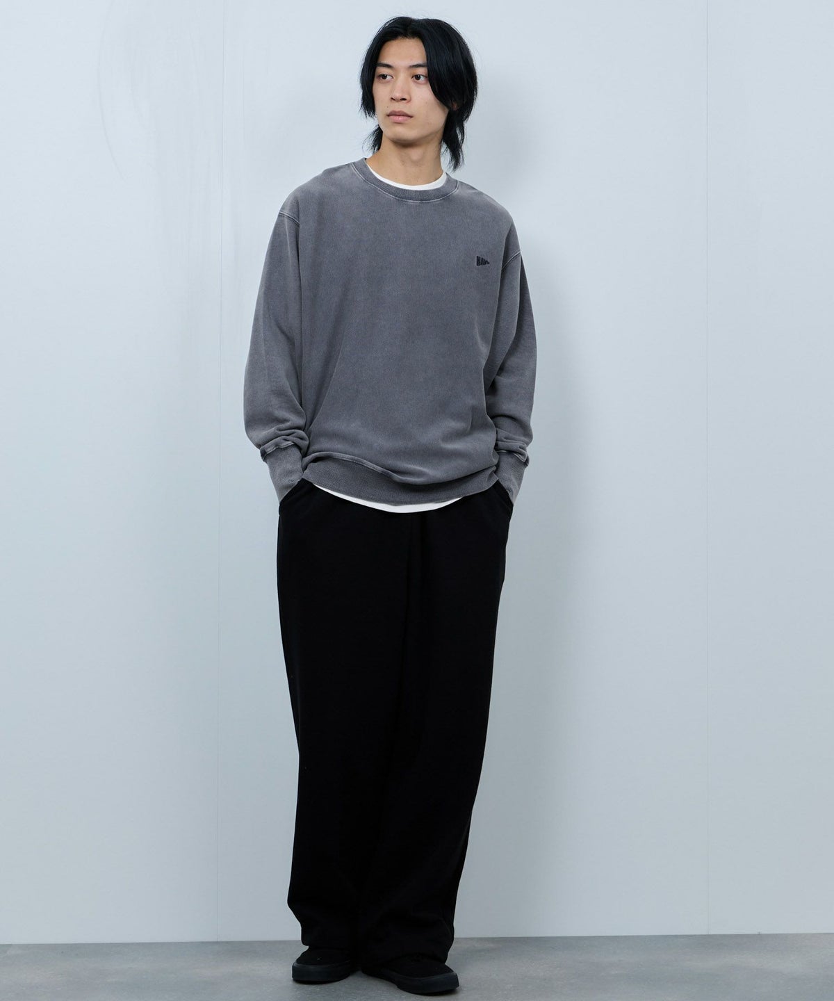 NAVY ヘビーウェイト 裏毛アシッド加工クルーネックスウェット メンズ