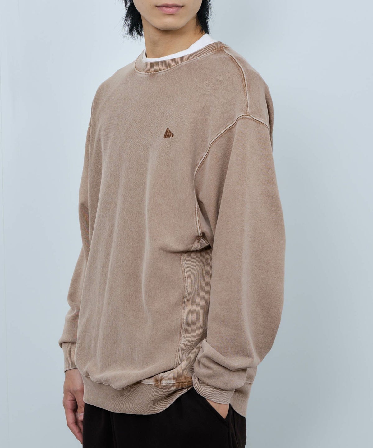 NAVY ヘビーウェイト 裏毛アシッド加工クルーネックスウェット メンズ