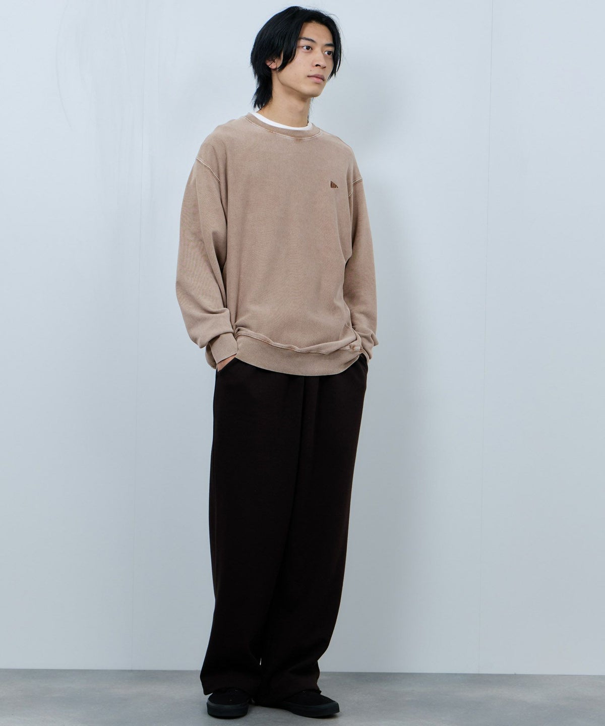 NAVY ヘビーウェイト 裏毛アシッド加工クルーネックスウェット メンズ