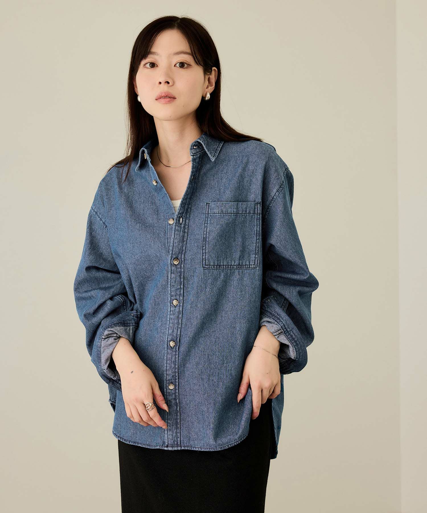 nAvy ルーズデニムシャツ レディース