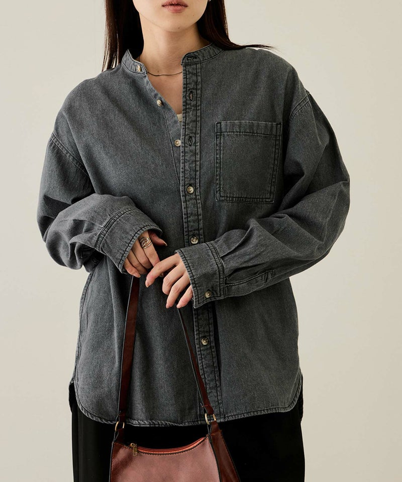 nAvy ルーズデニムスタンドカラーシャツ レディース商品画像-2