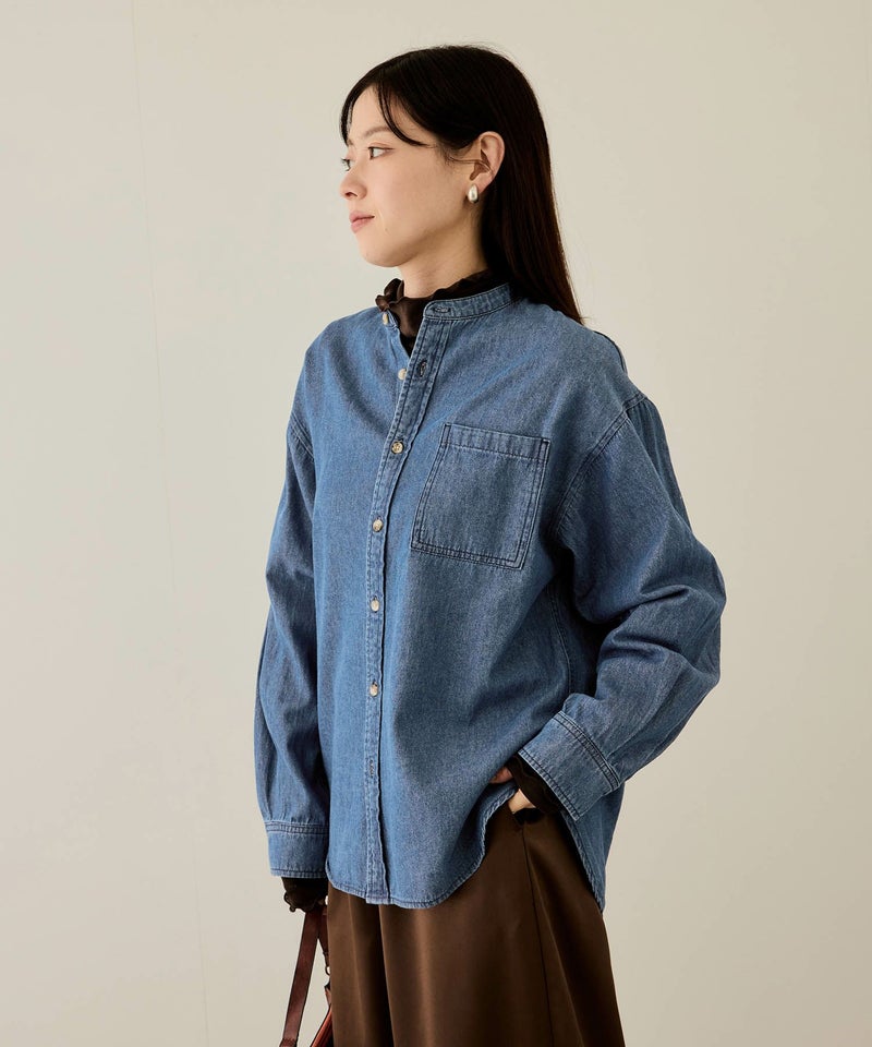 nAvy ルーズデニムスタンドカラーシャツ レディース商品画像-5
