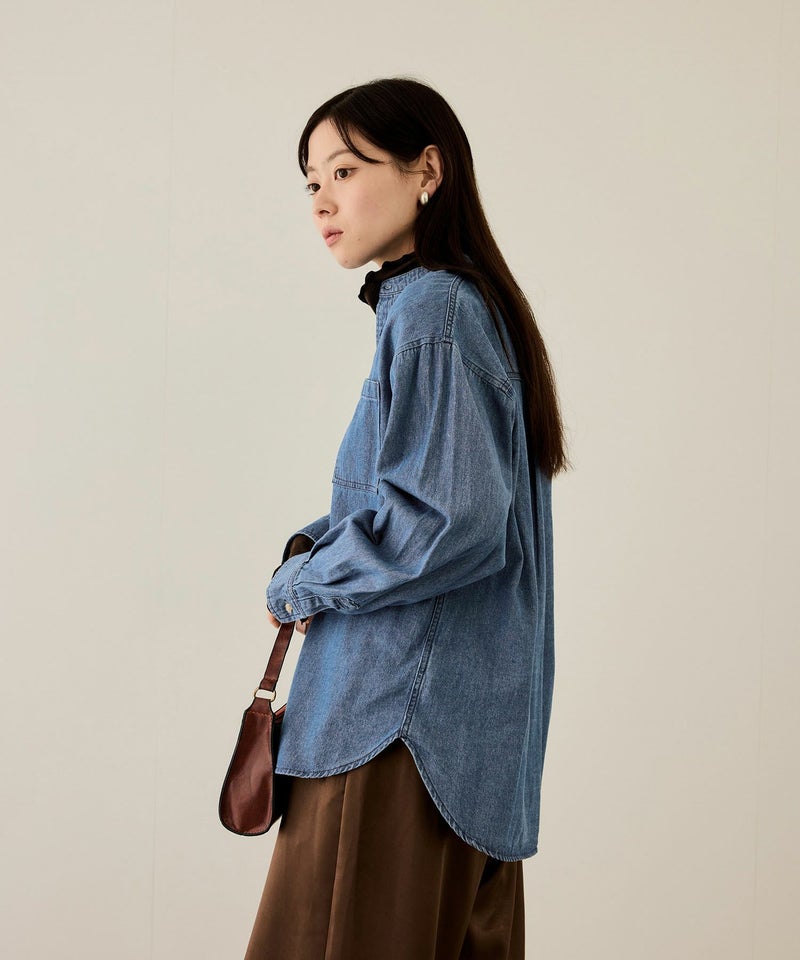nAvy  ルーズデニムスタンドカラーシャツ レディース商品画像-6