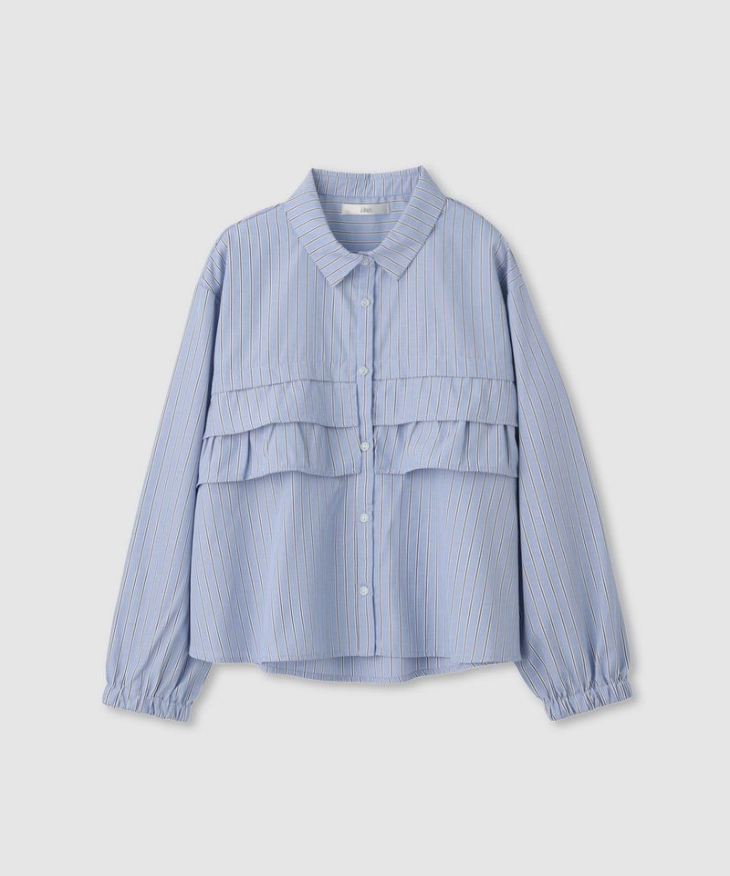 Idnes ストライプフリルシャツ レディース商品画像-1