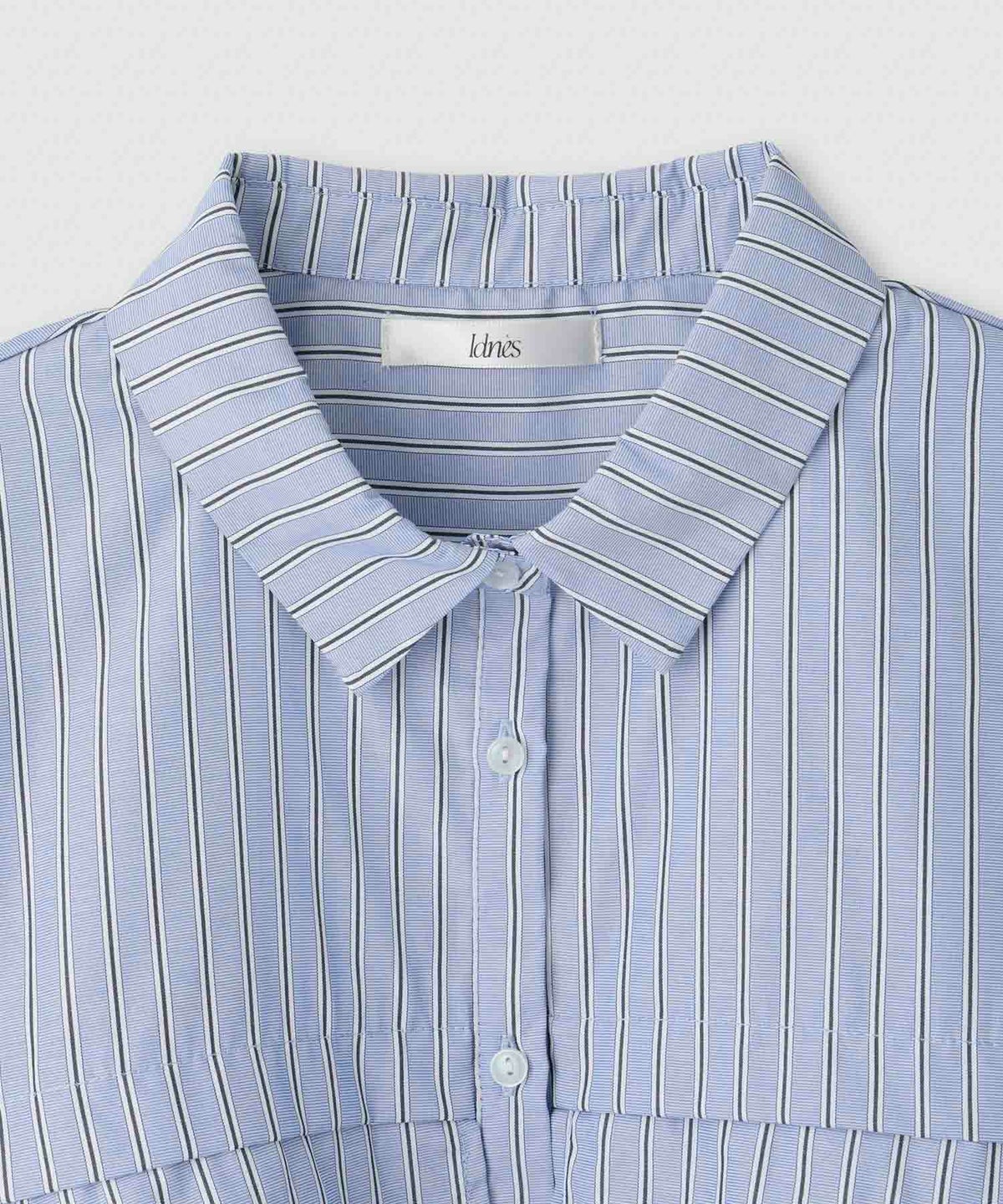 [期間限定価格]Idnes ストライプフリルシャツ レディース