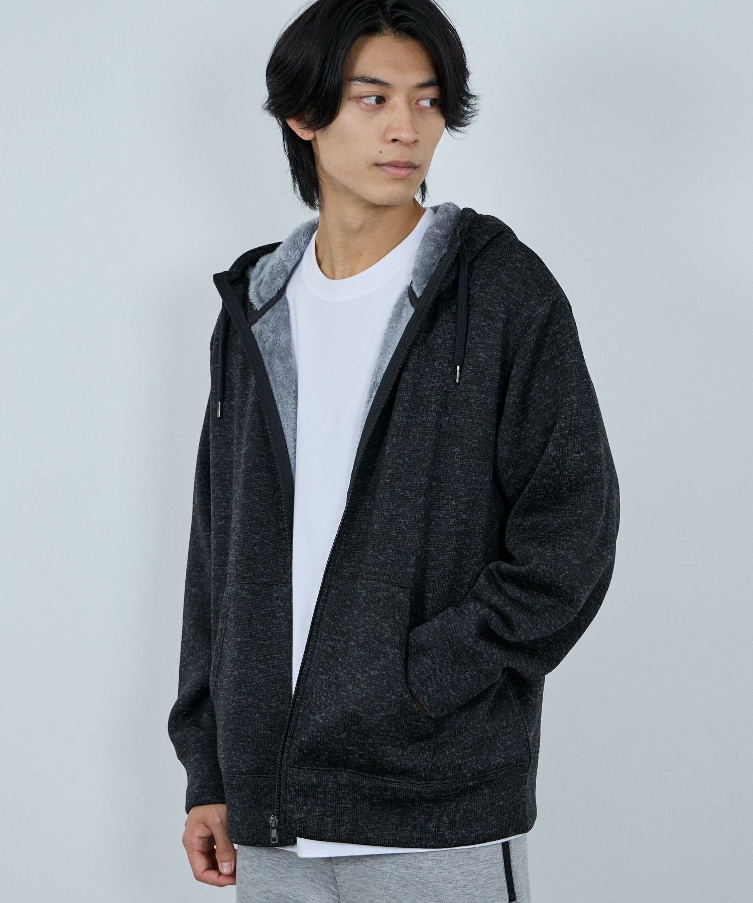 NAVY MAC HEAT 裏ボアジップパーカー メンズ