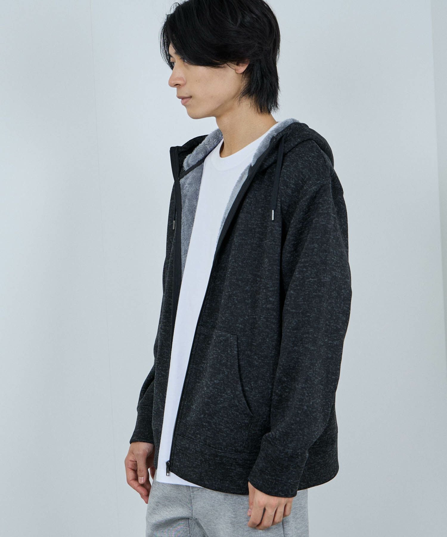 ウラボアジップパーカー NAVY MAC HEAT 裏ボアジップパーカー メンズ