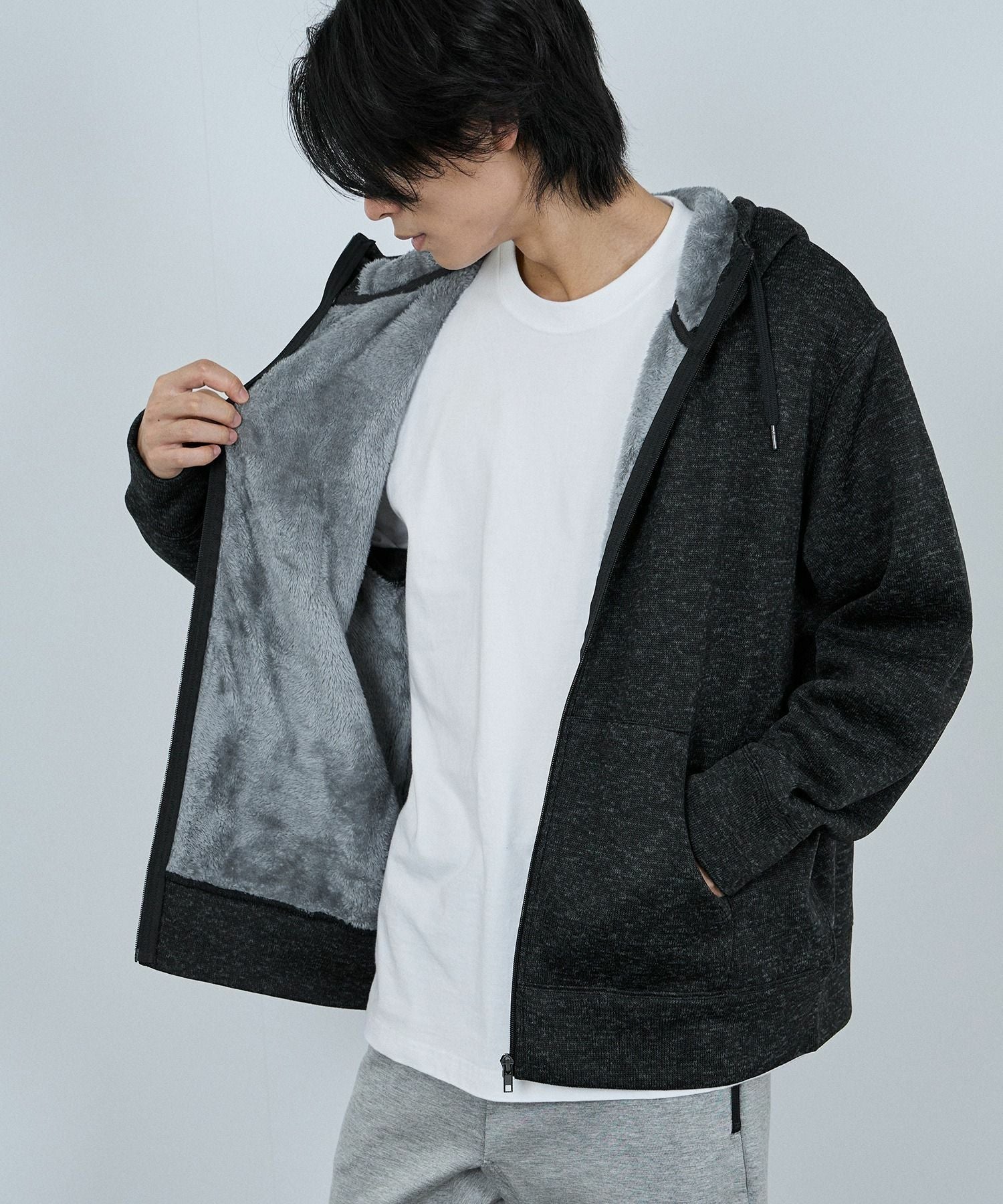 ウラボアジップパーカー NAVY MAC HEAT 裏ボアジップパーカー メンズ