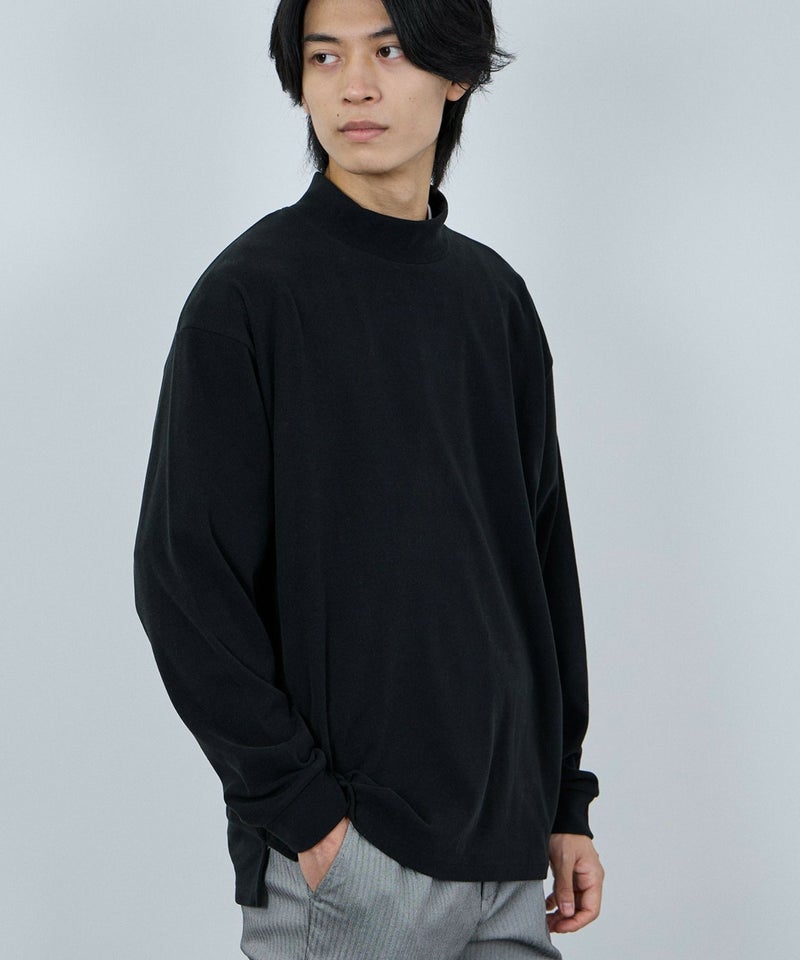 NAVY  MAC HEAT シルキータッチモックネックTシャツ メンズ商品画像-10