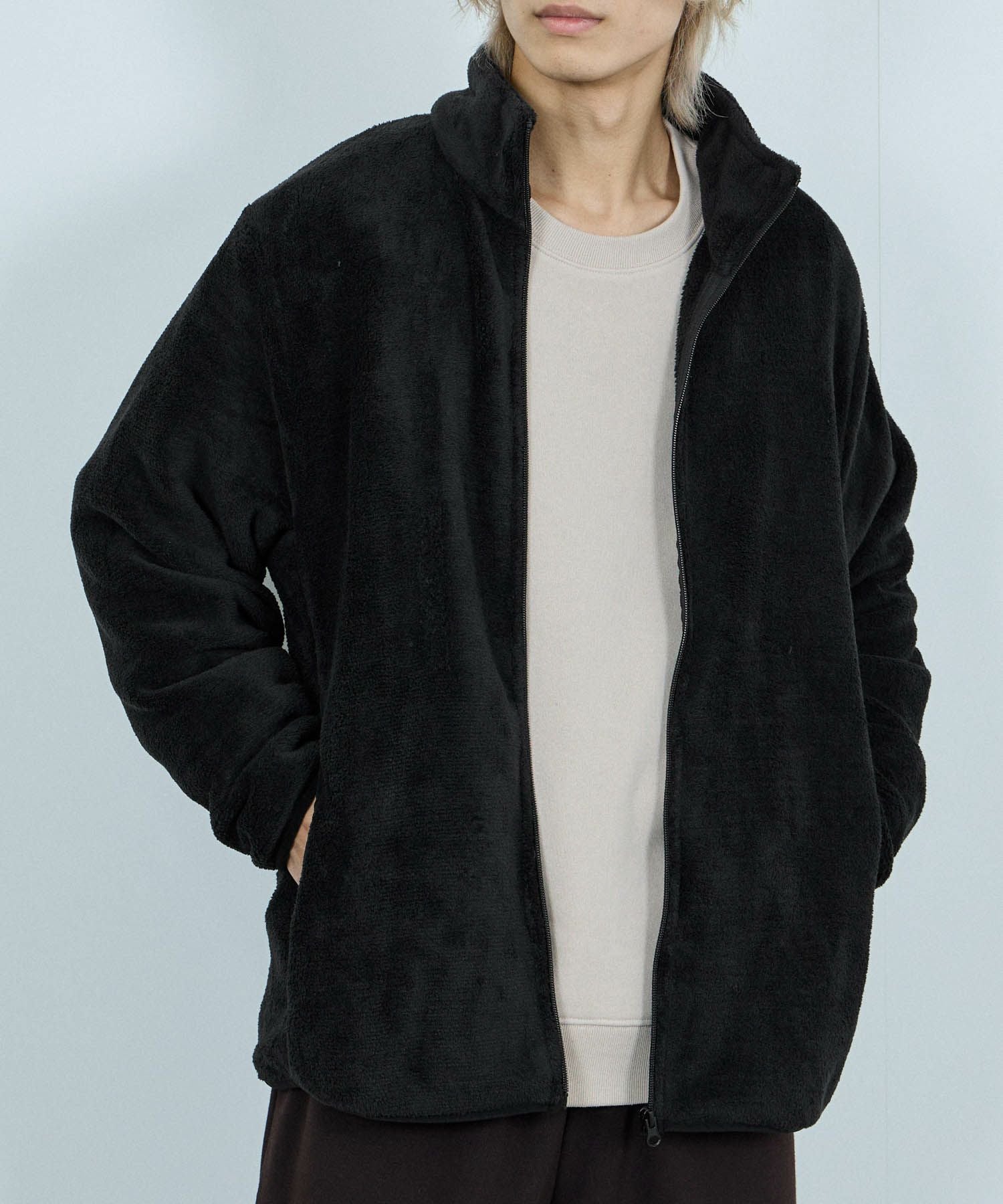 NAVY シャギーフリースジップジャケット メンズ
