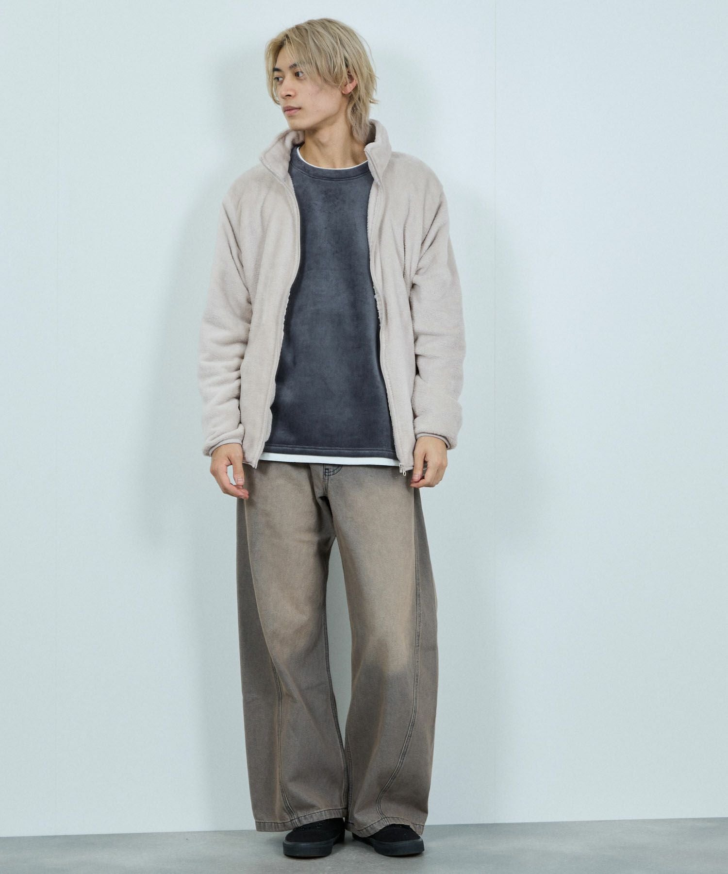 NAVY シャギーフリースジップジャケット メンズ