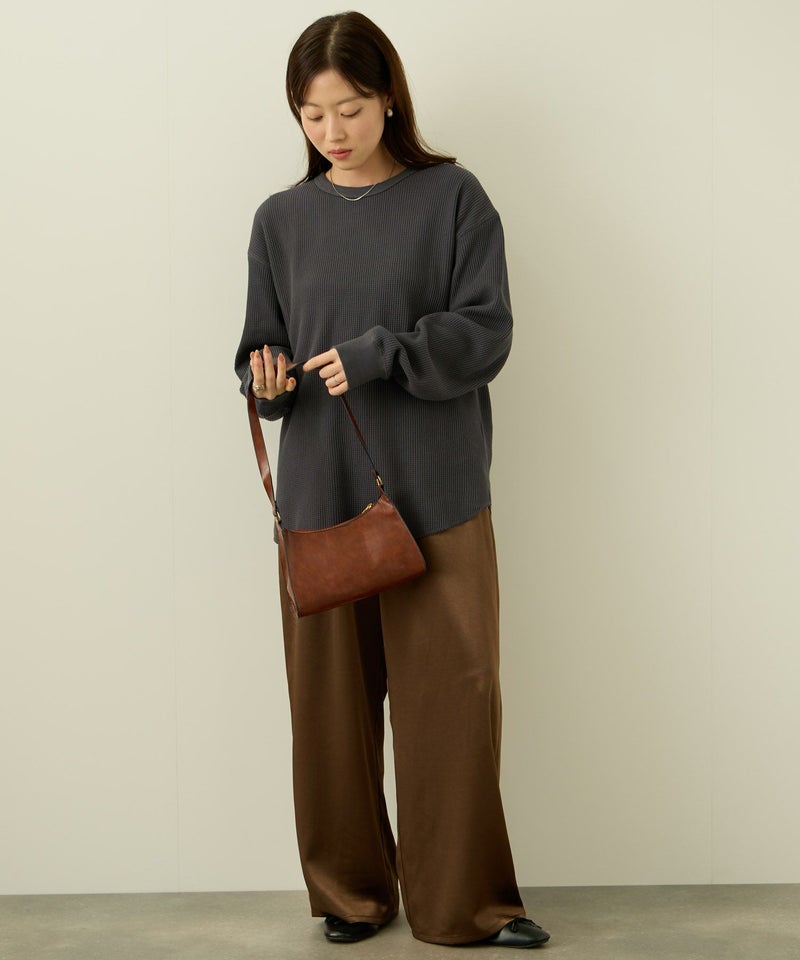 nAvy リラックスフィット ワッフルクルーネック長袖Tシャツ レディース メール便 対応商品商品画像-7