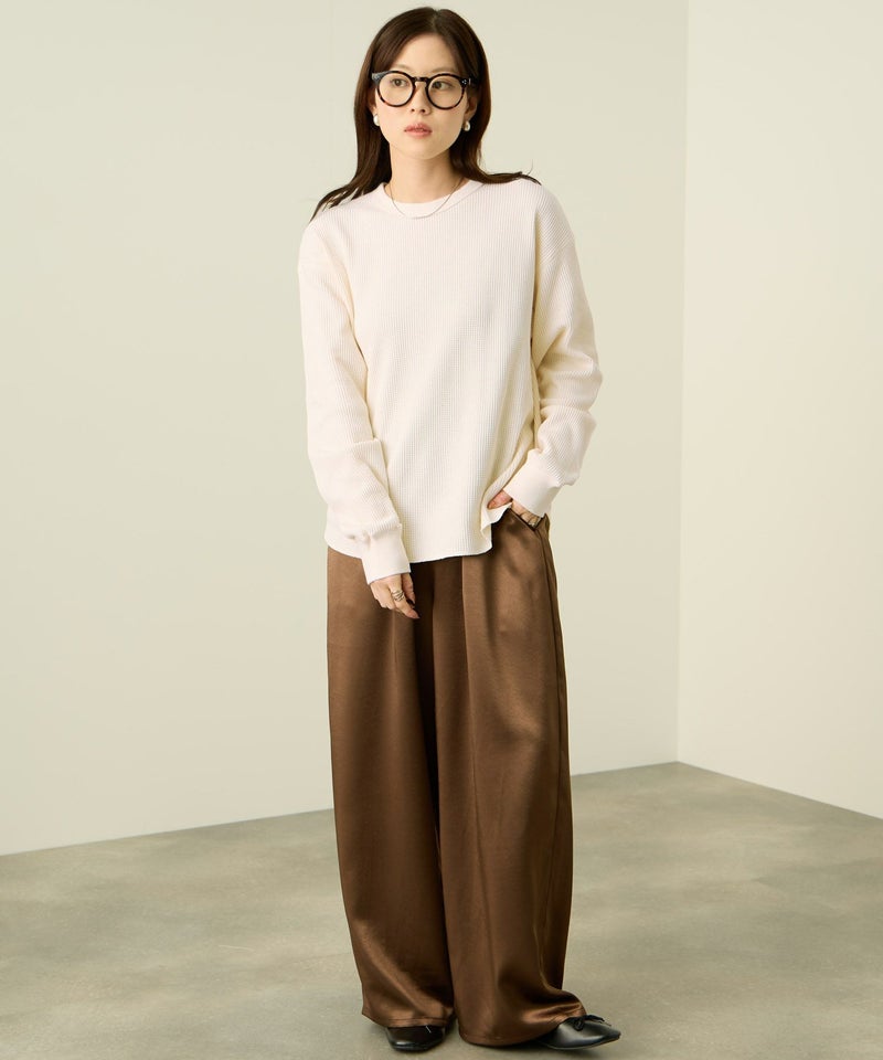 nAvy  リラックスフィット ワッフルクルーネック長袖Tシャツ レディース メール便 対応商品商品画像-11